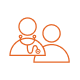 A line-art icon of two medical professionals.